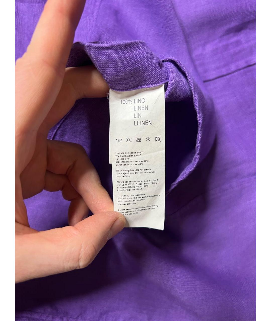 ETRO Фиолетовая льняная кэжуал рубашка, фото 6