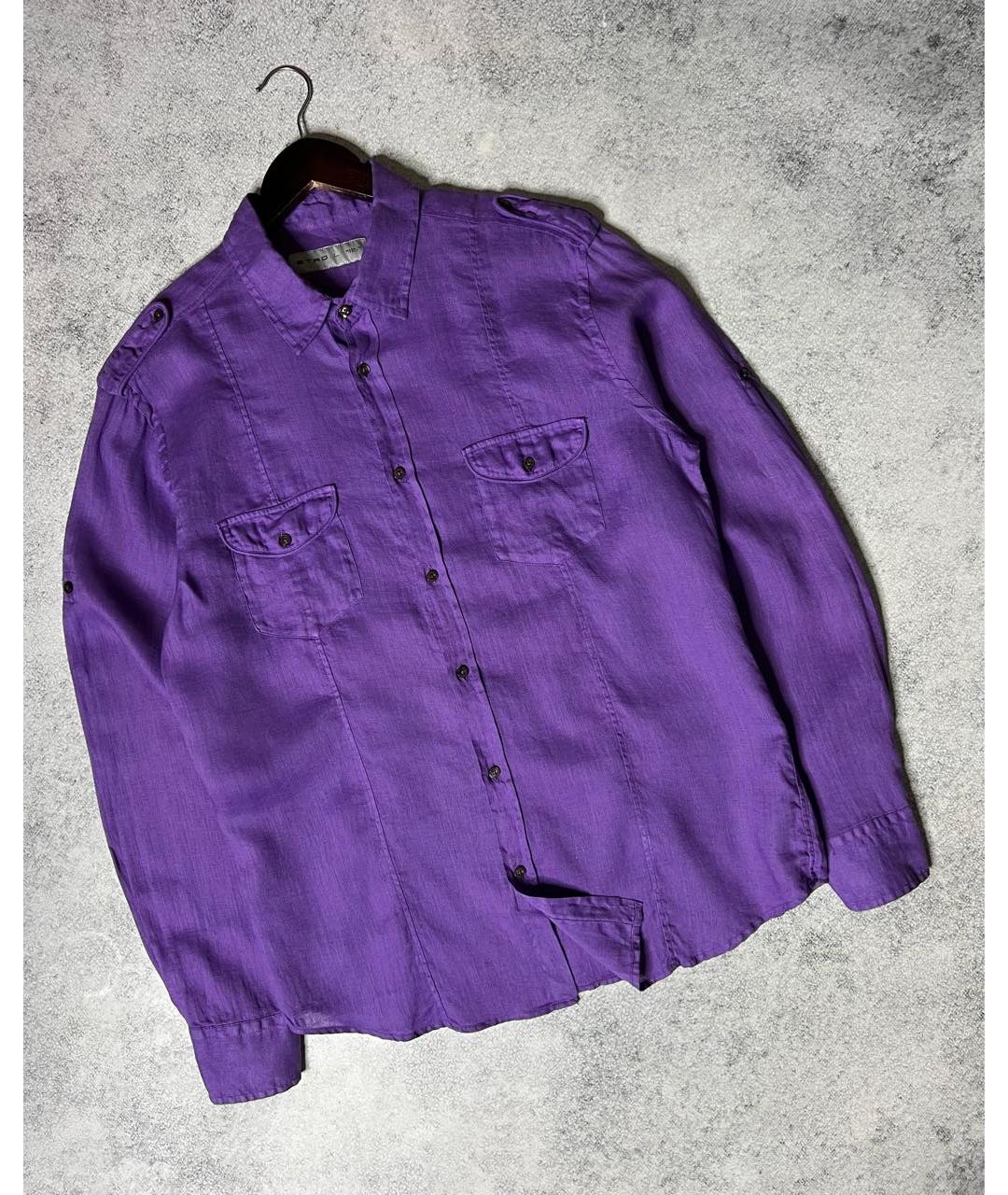 ETRO Фиолетовая льняная кэжуал рубашка, фото 7