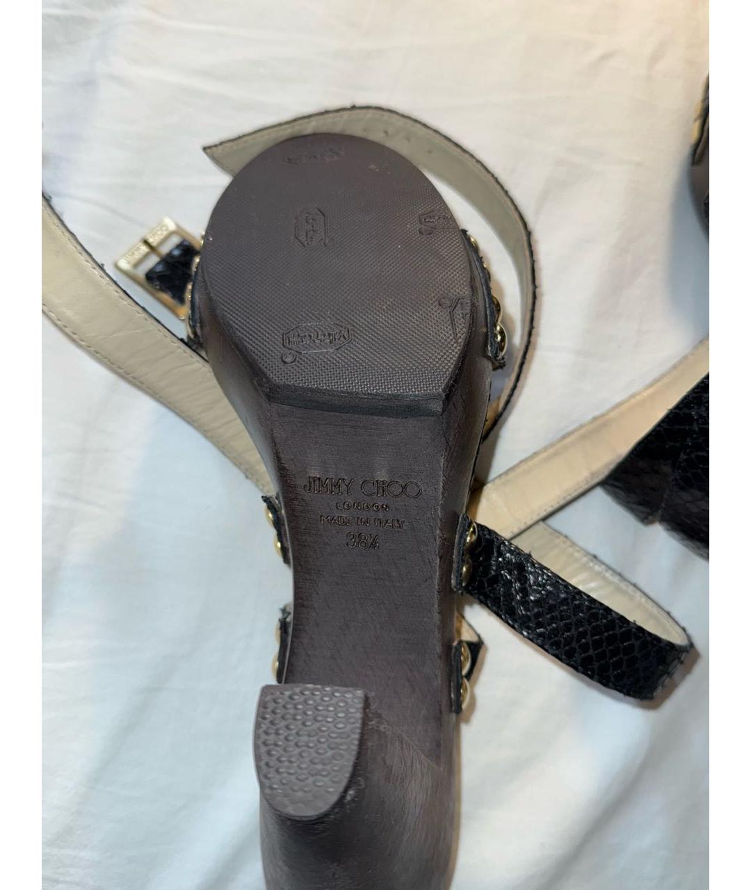 JIMMY CHOO Черные кожаные босоножки, фото 6