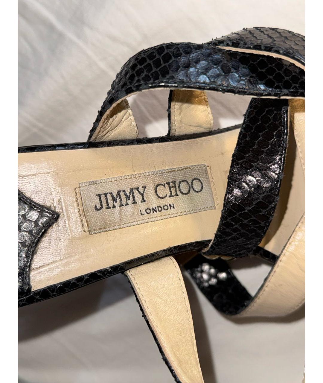 JIMMY CHOO Черные кожаные босоножки, фото 7