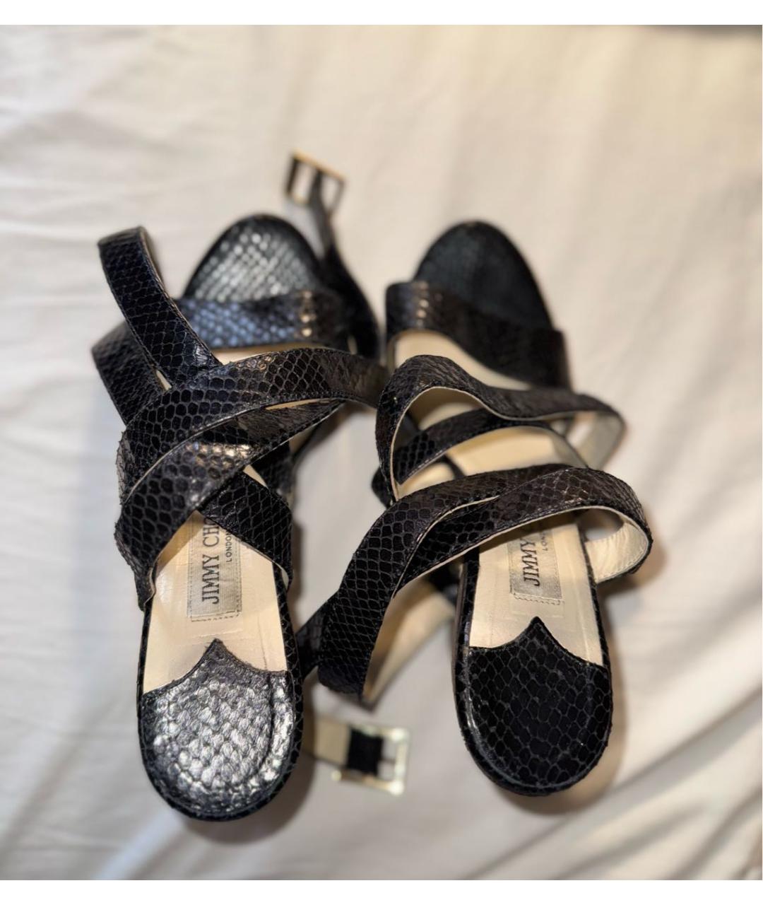 JIMMY CHOO Черные кожаные босоножки, фото 3