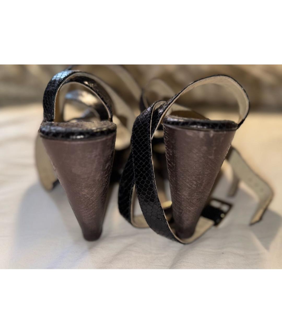 JIMMY CHOO Черные кожаные босоножки, фото 4