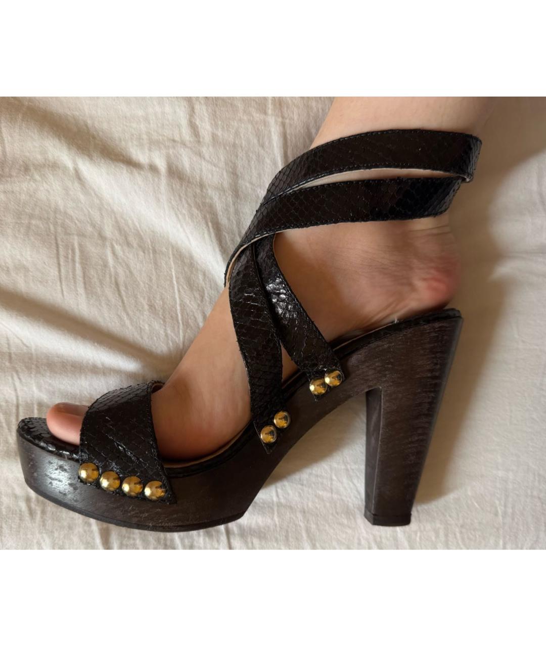 JIMMY CHOO Черные кожаные босоножки, фото 5