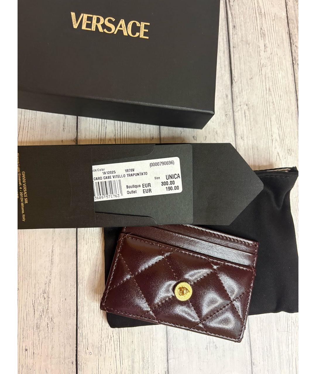 VERSACE Бордовый кожаный кардхолдер, фото 4