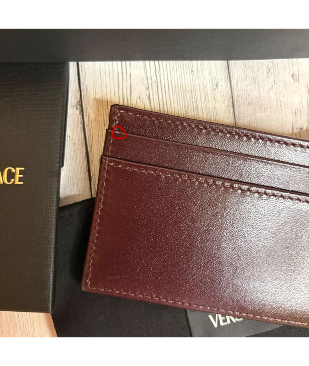 VERSACE Бордовый кожаный кардхолдер, фото 6