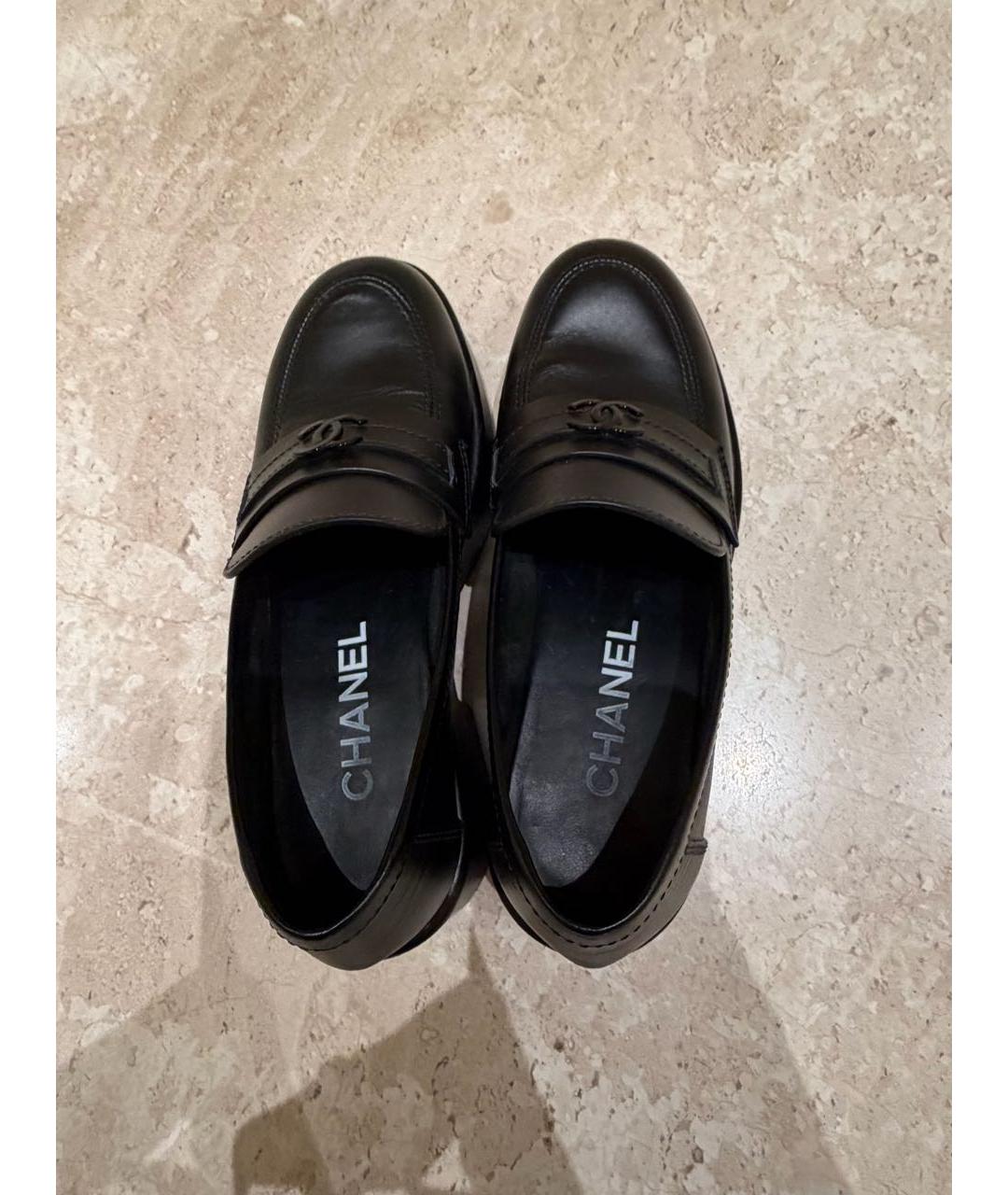 CHANEL Черные кожаные лоферы, фото 5