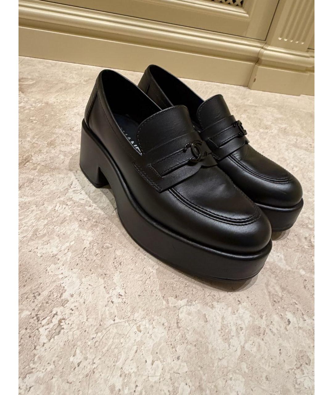 CHANEL Черные кожаные лоферы, фото 2