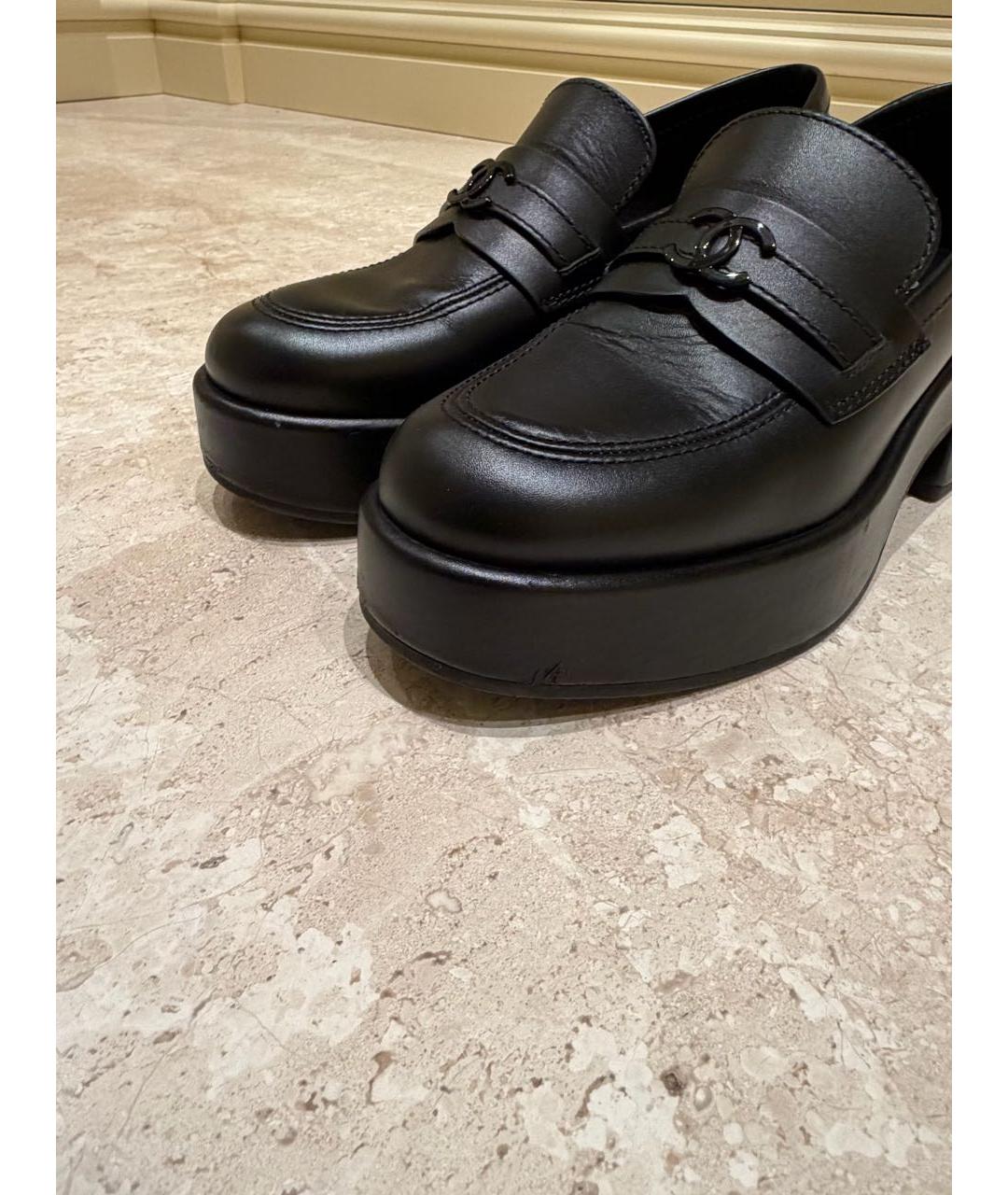 CHANEL Черные кожаные лоферы, фото 4