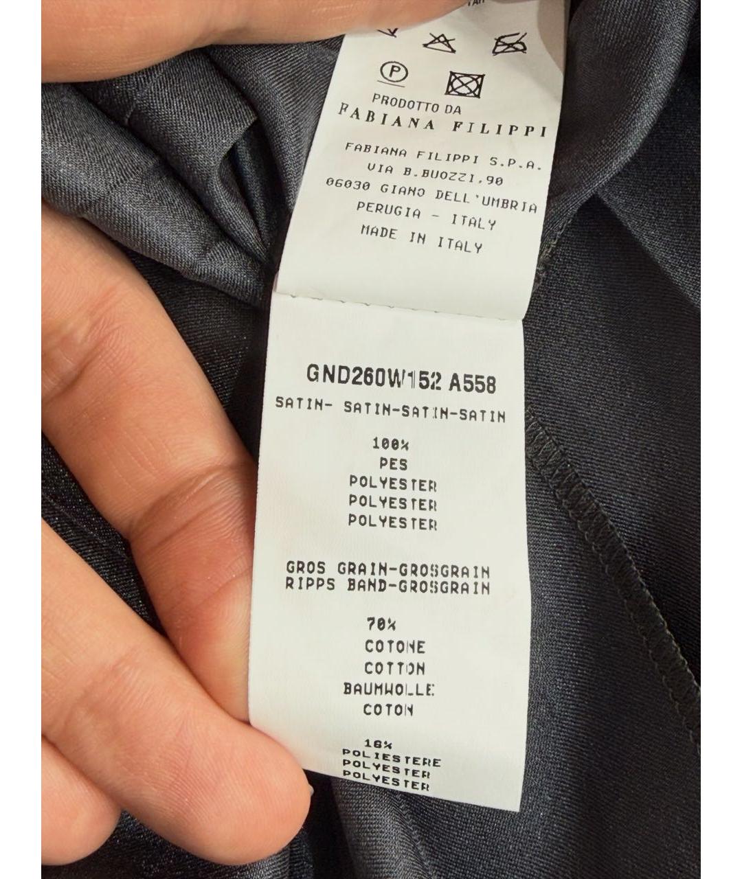 FABIANA FILIPPI Антрацитовая полиэстеровая юбка миди, фото 4