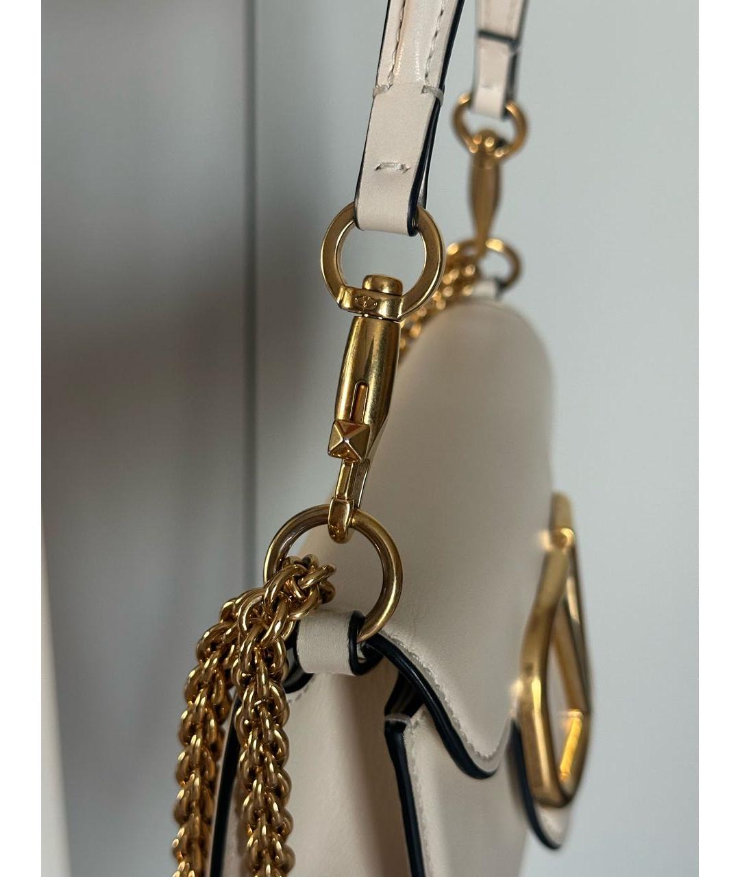 VALENTINO Бежевая кожаная сумка через плечо, фото 6