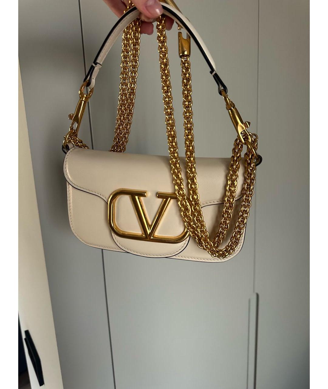 VALENTINO Бежевая кожаная сумка через плечо, фото 9