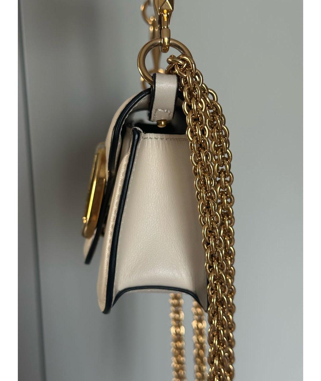 VALENTINO Бежевая кожаная сумка через плечо, фото 3