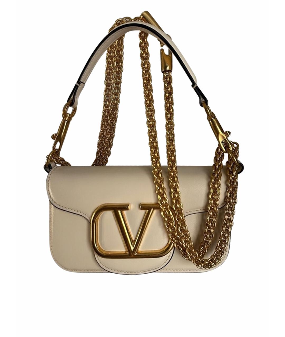VALENTINO Бежевая кожаная сумка через плечо, фото 1