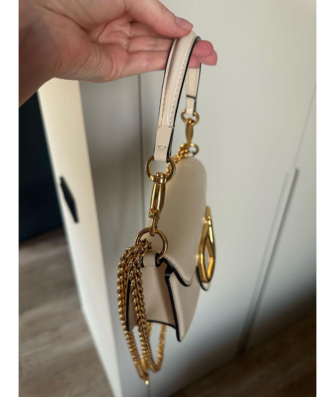 VALENTINO Бежевая кожаная сумка через плечо, фото 8