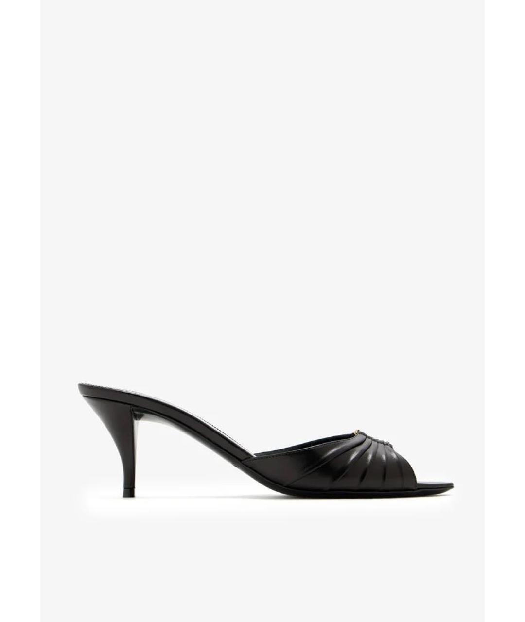 SAINT LAURENT Черные кожаные мюли, фото 8