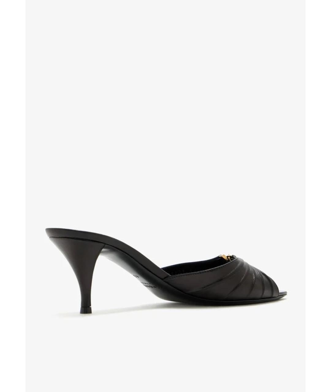 SAINT LAURENT Черные кожаные мюли, фото 5