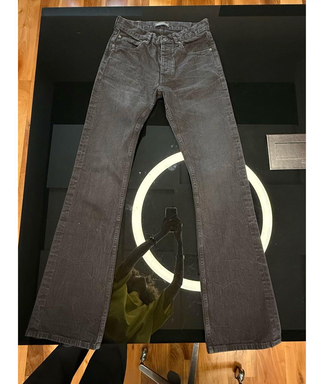 BALENCIAGA Антрацитовые хлопковые джинсы клеш, фото 5