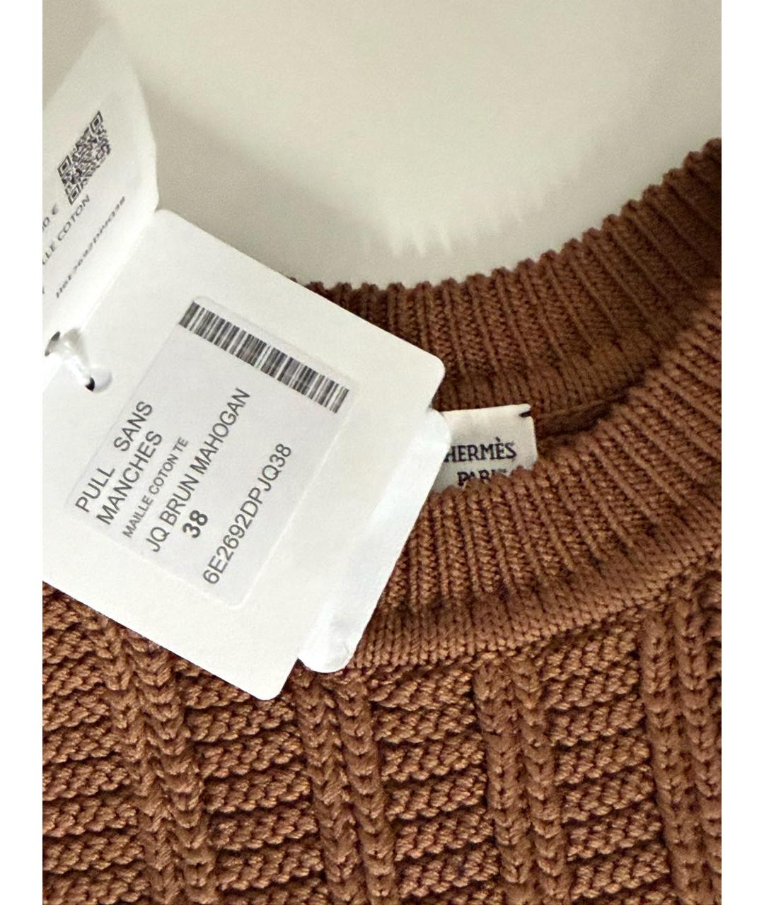 HERMES Коричневая хлопковая майка, фото 3