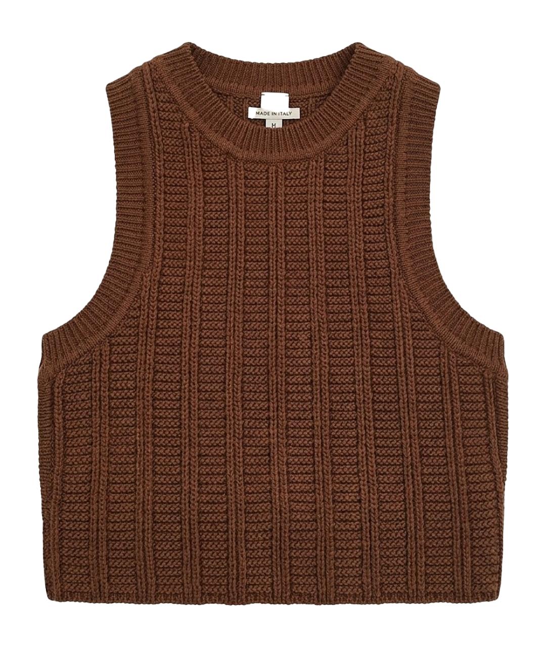 HERMES Коричневая хлопковая майка, фото 1