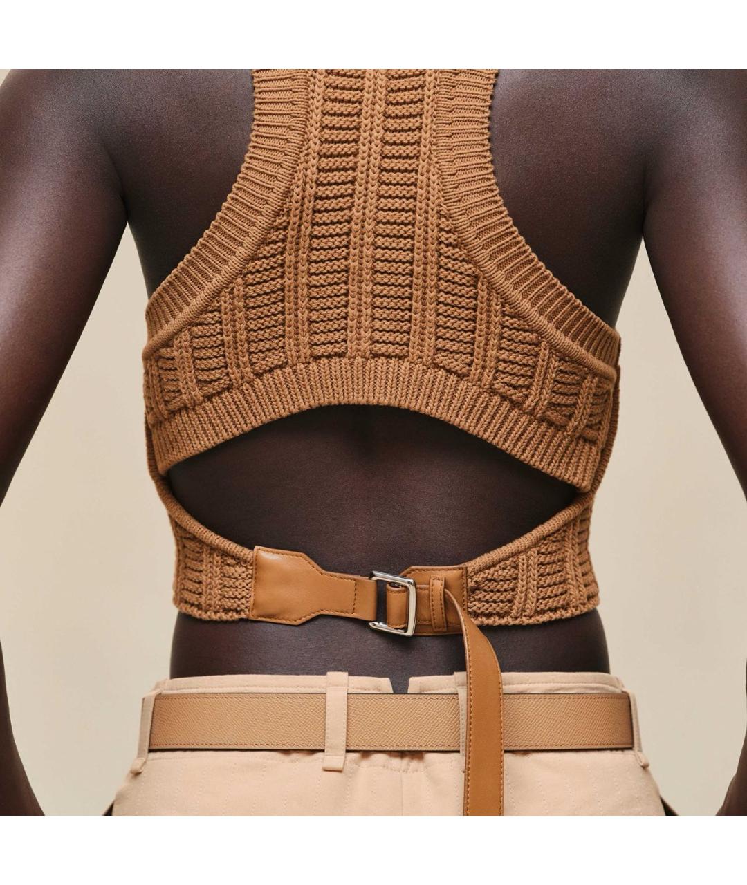 HERMES Коричневая хлопковая майка, фото 6