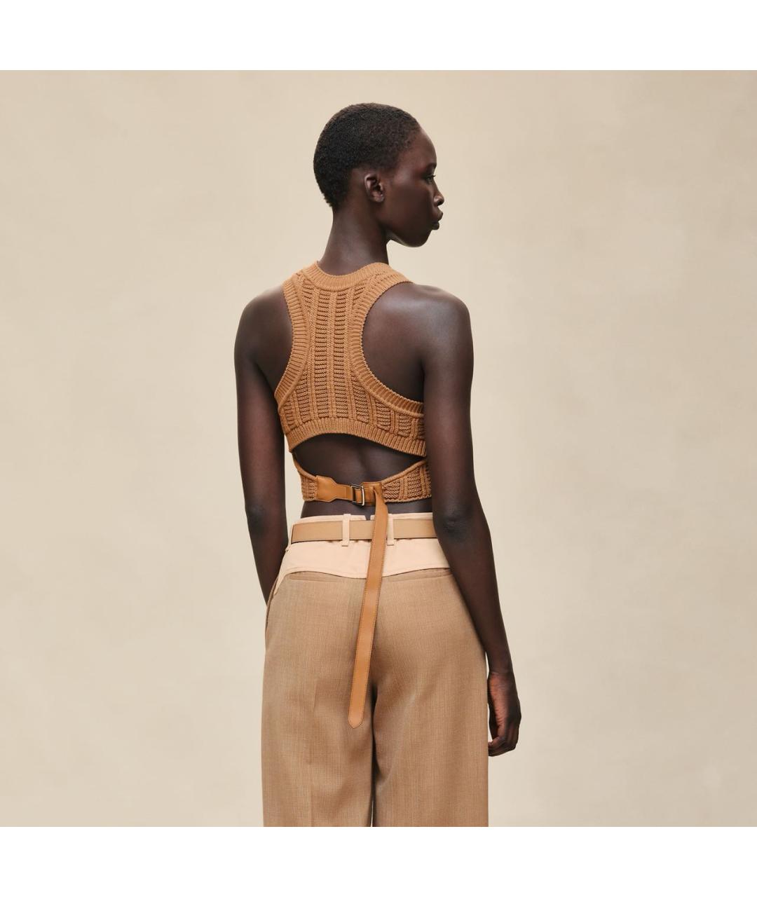 HERMES Коричневая хлопковая майка, фото 7