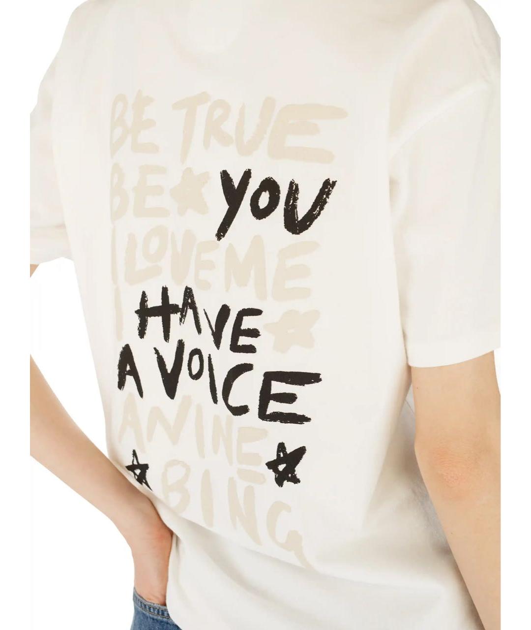 ANINE BING Белая хлопковая футболка, фото 4