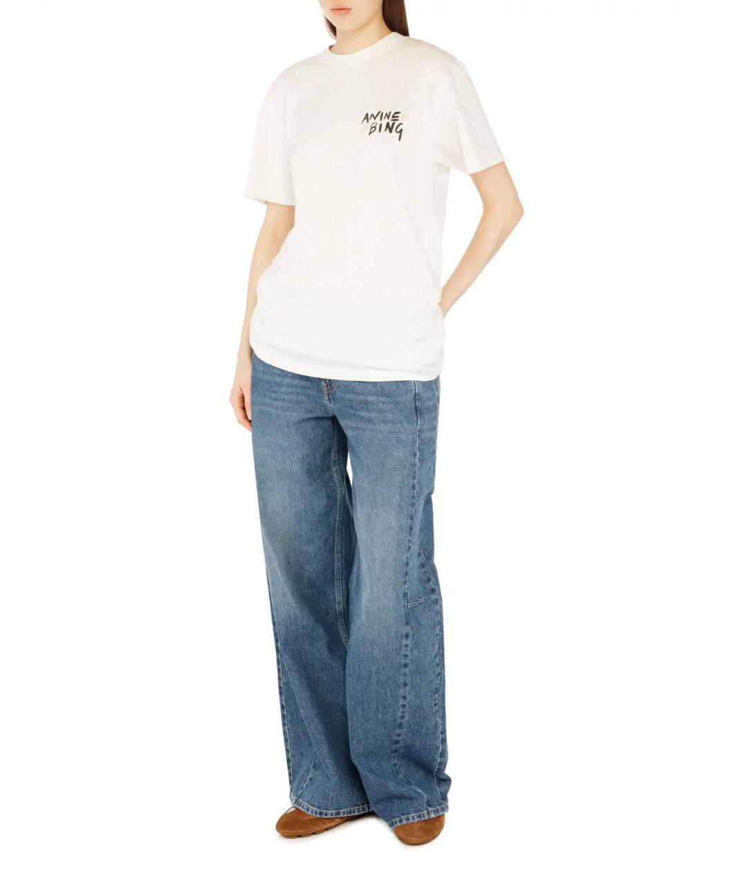 ANINE BING Белая хлопковая футболка, фото 2