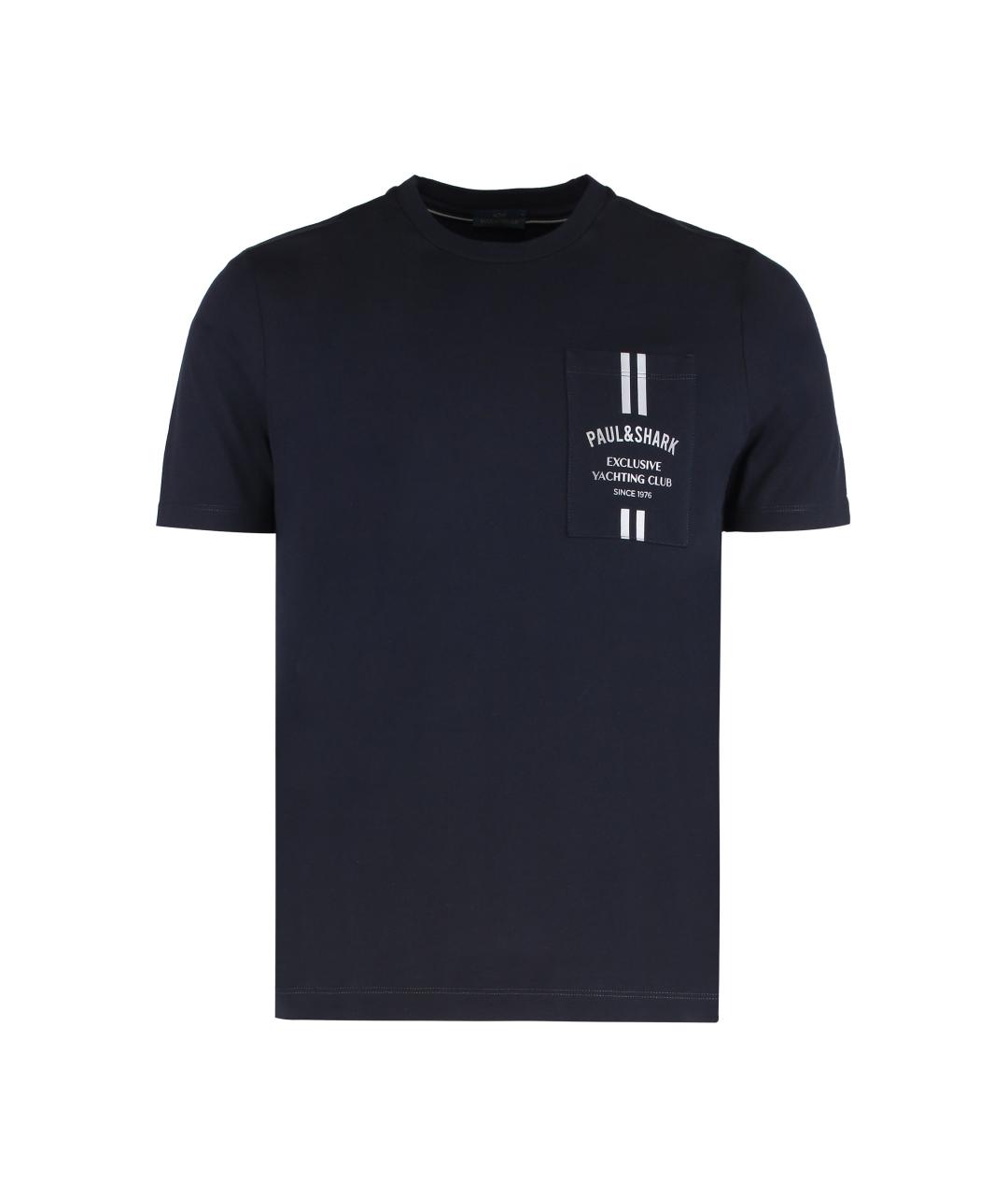 PAUL & SHARK Темно-синяя хлопковая футболка, фото 1