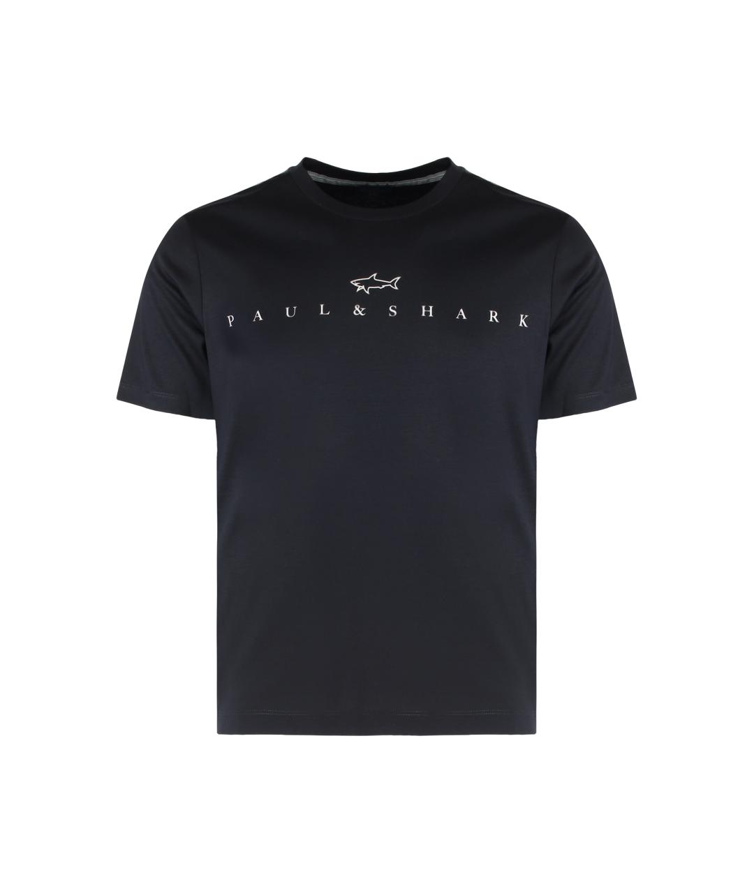 PAUL & SHARK Темно-синяя хлопковая футболка, фото 1