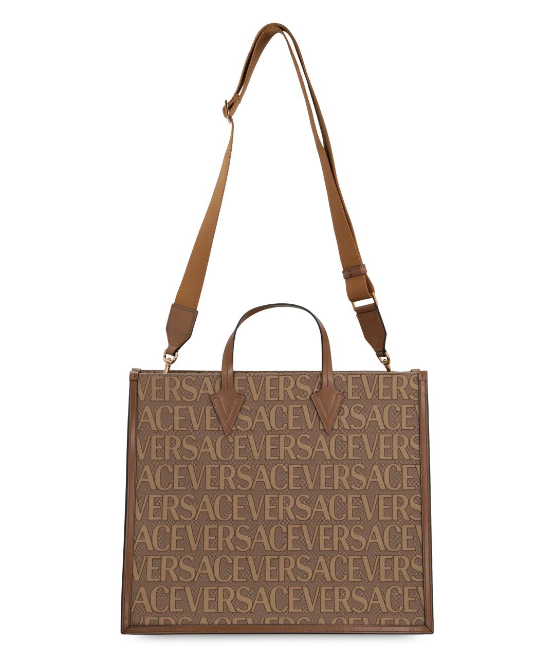 VERSACE Бежевая синтетическая сумка тоут, фото 4