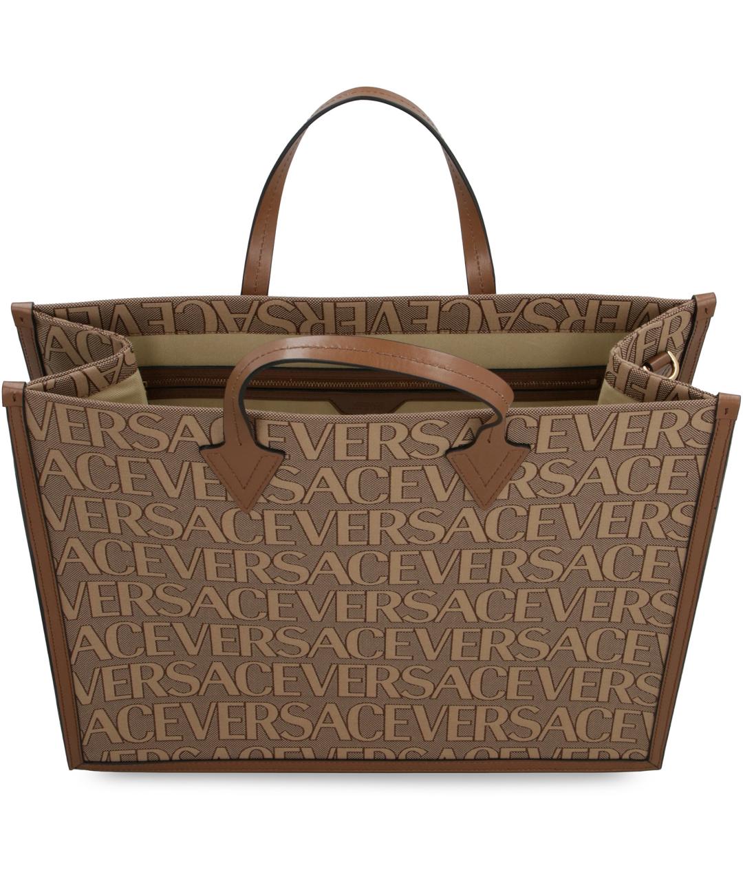 VERSACE Бежевая синтетическая сумка тоут, фото 5