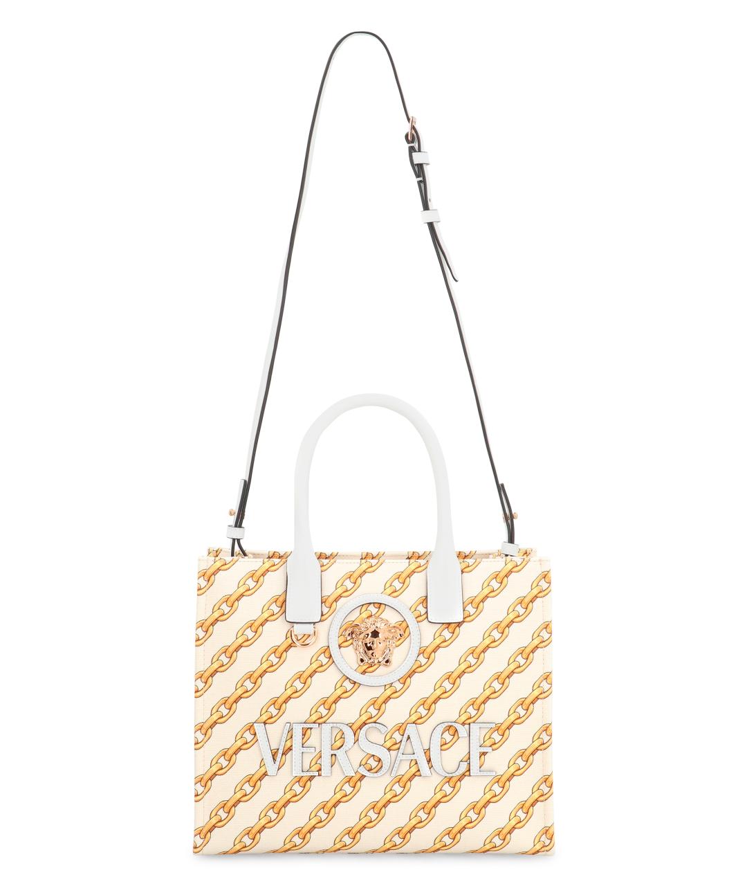 VERSACE Бежевая хлопковая сумка тоут, фото 4