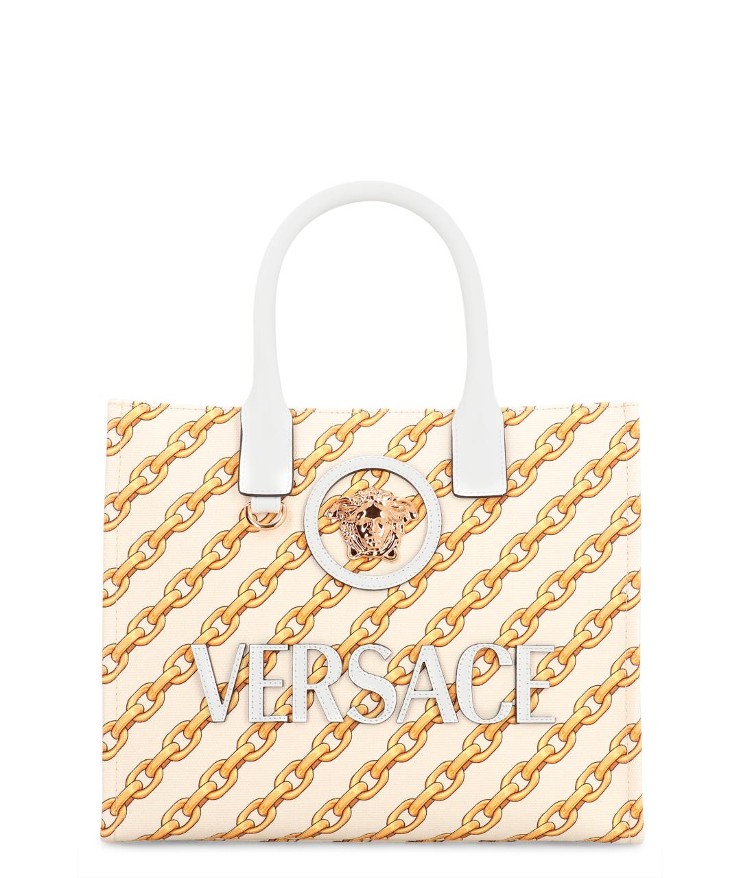 VERSACE Бежевая хлопковая сумка тоут, фото 1