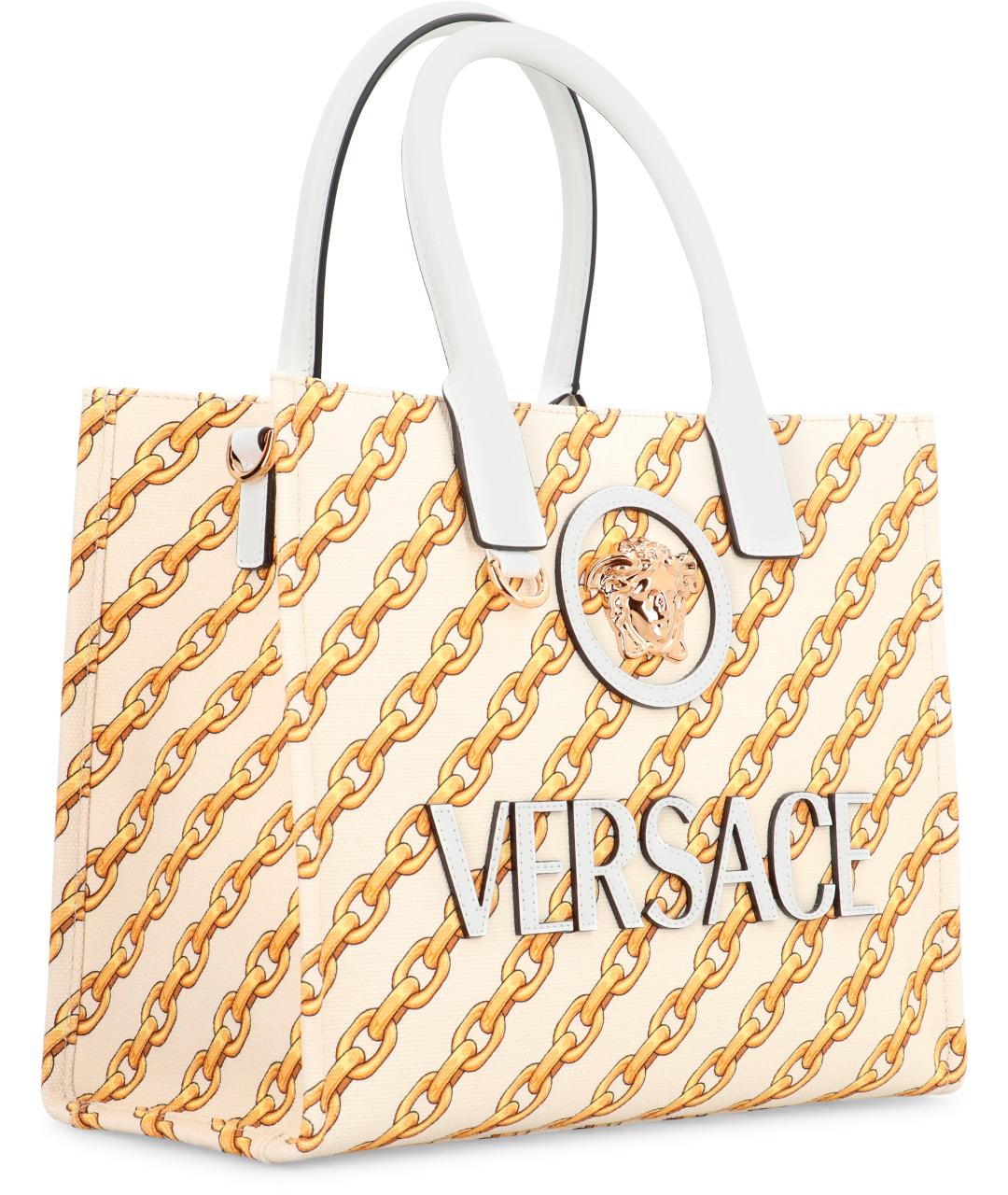 VERSACE Бежевая хлопковая сумка тоут, фото 2