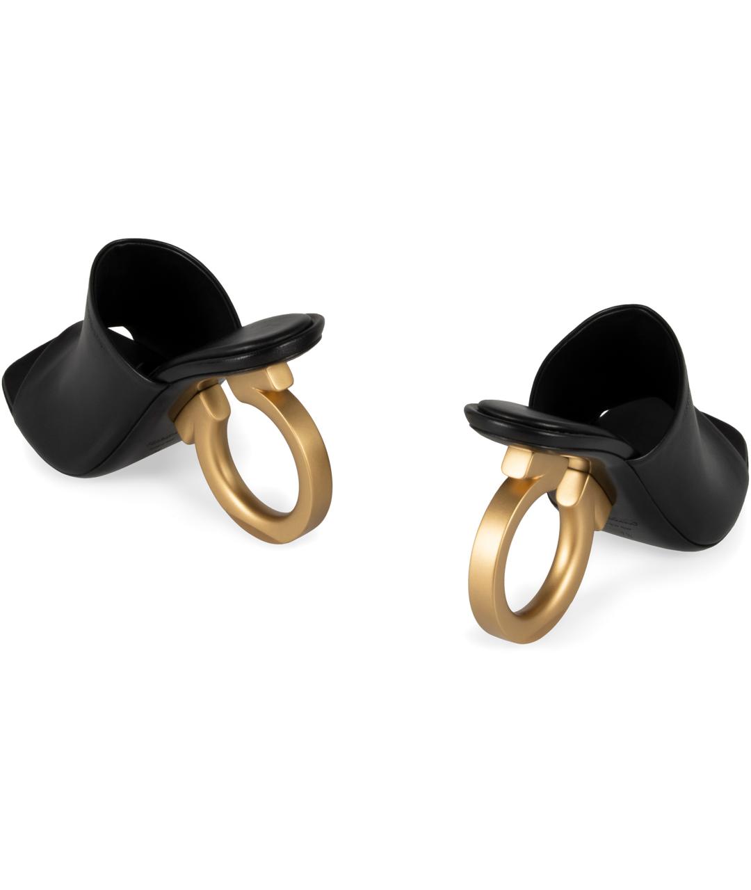 FERRAGAMO Черные кожаные мюли, фото 4