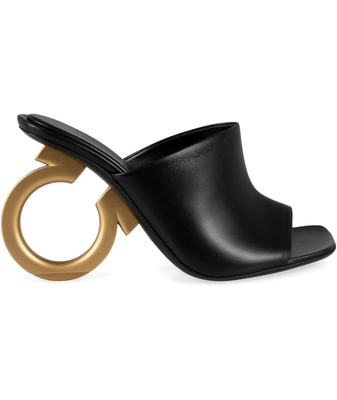 FERRAGAMO Черные кожаные мюли, фото 2