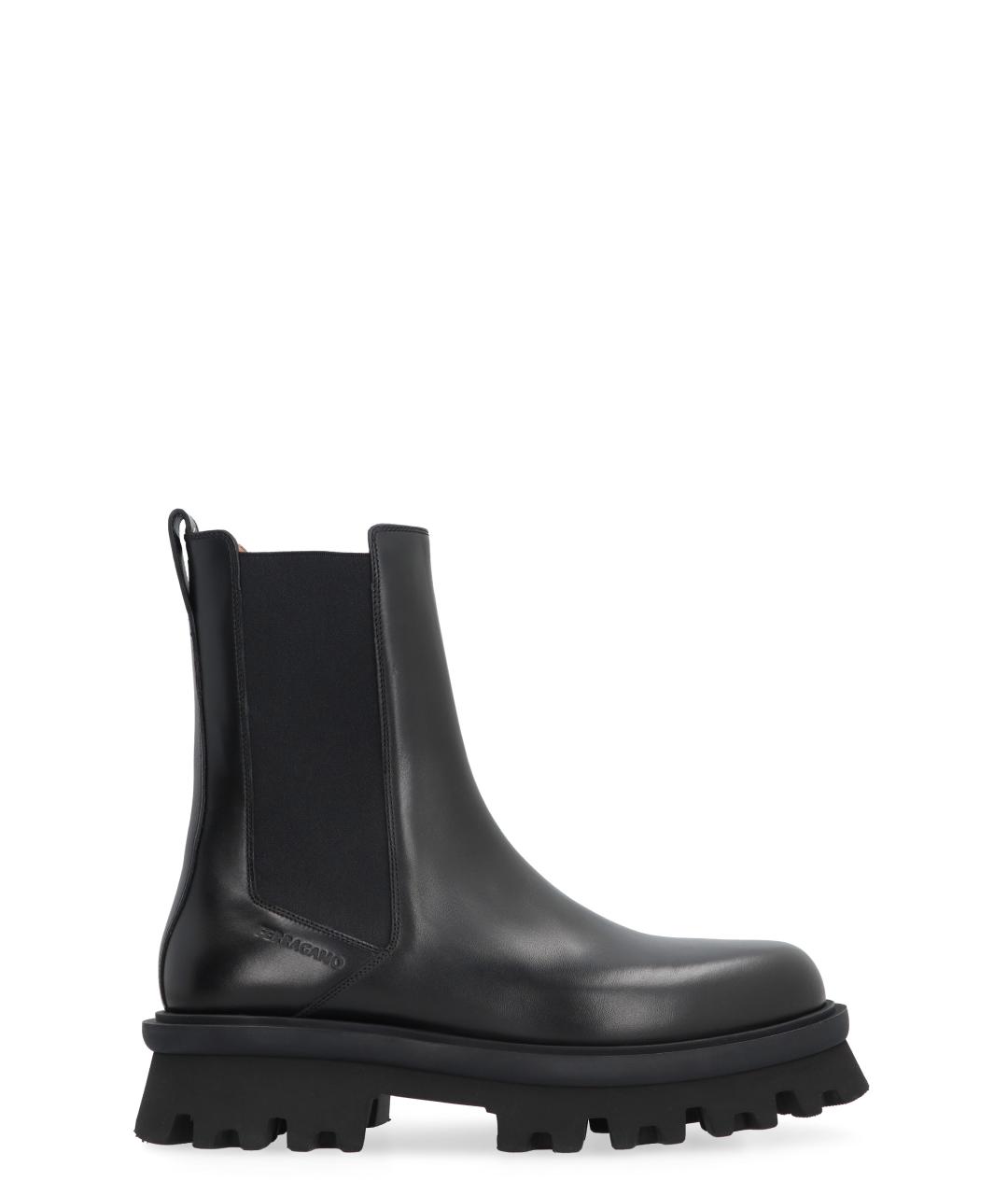 FERRAGAMO Черные кожаные высокие ботинки, фото 1