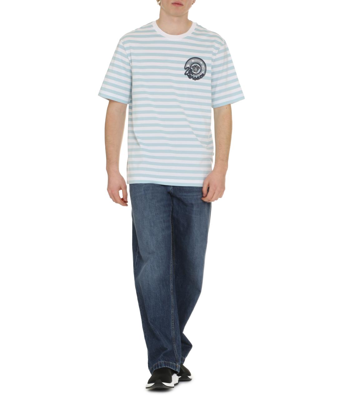 VERSACE Голубая хлопковая футболка, фото 3