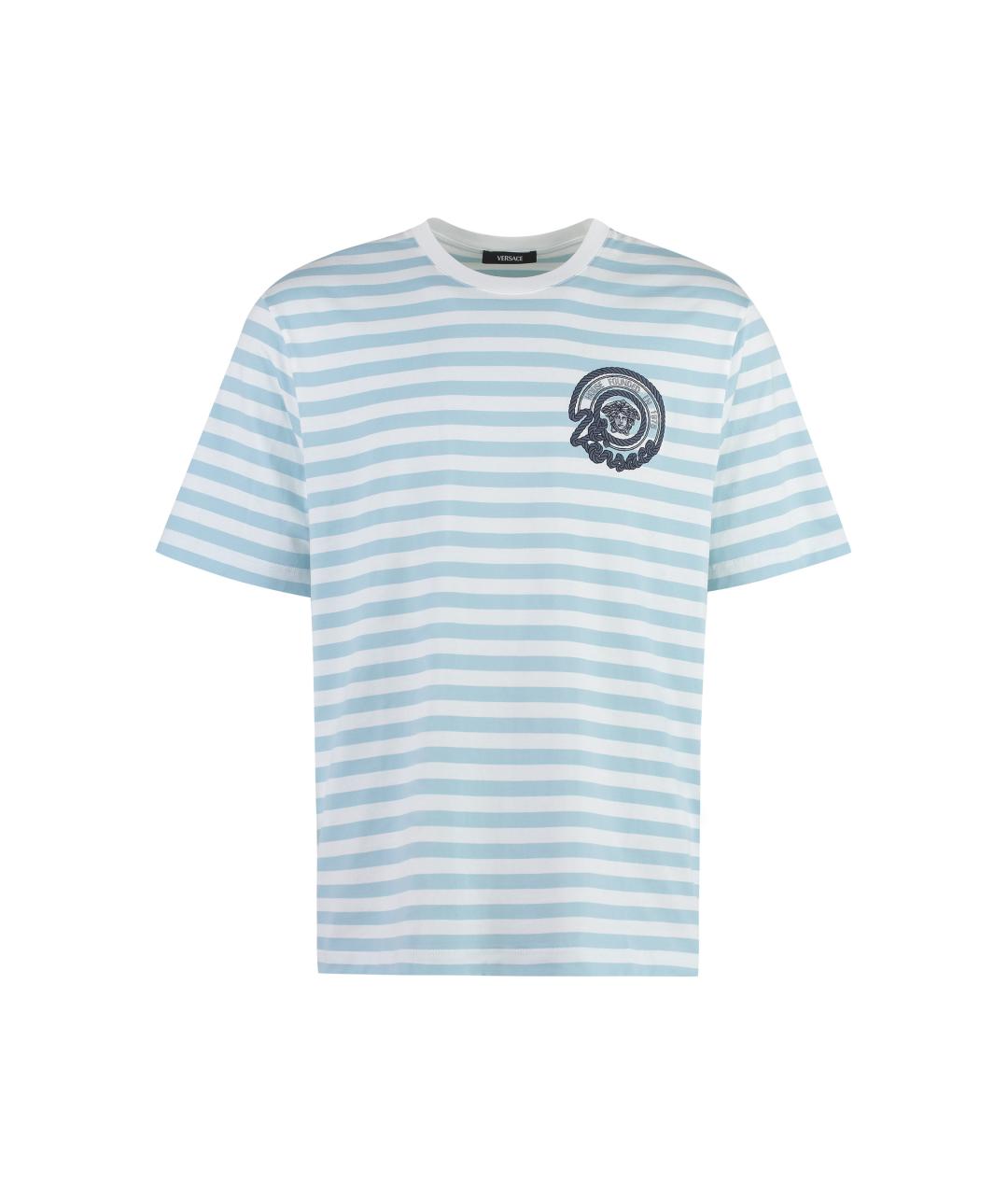 VERSACE Голубая хлопковая футболка, фото 1