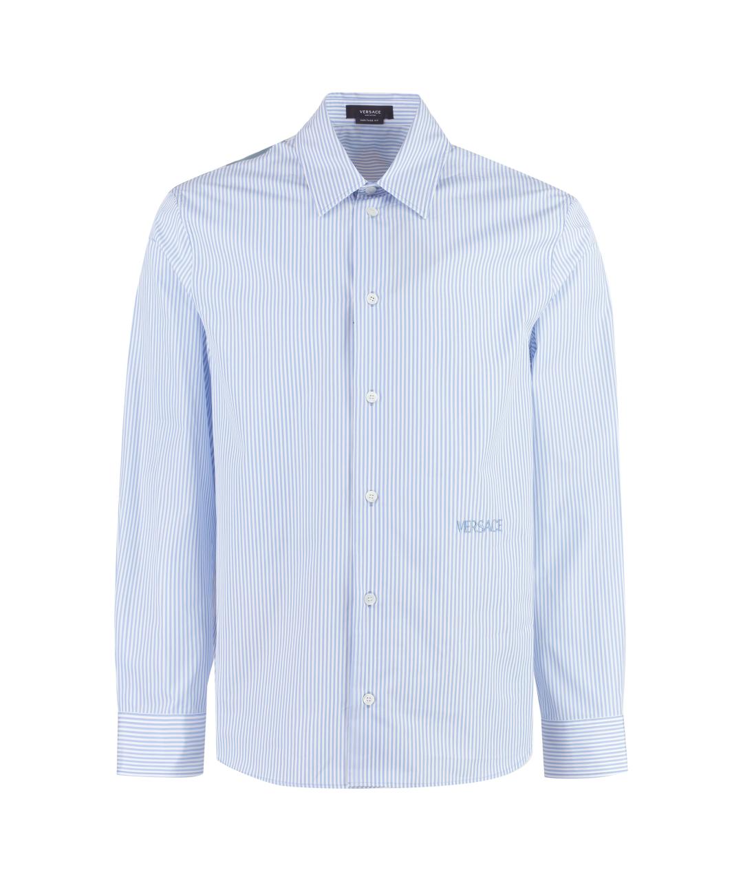 VERSACE Голубая хлопковая кэжуал рубашка, фото 1