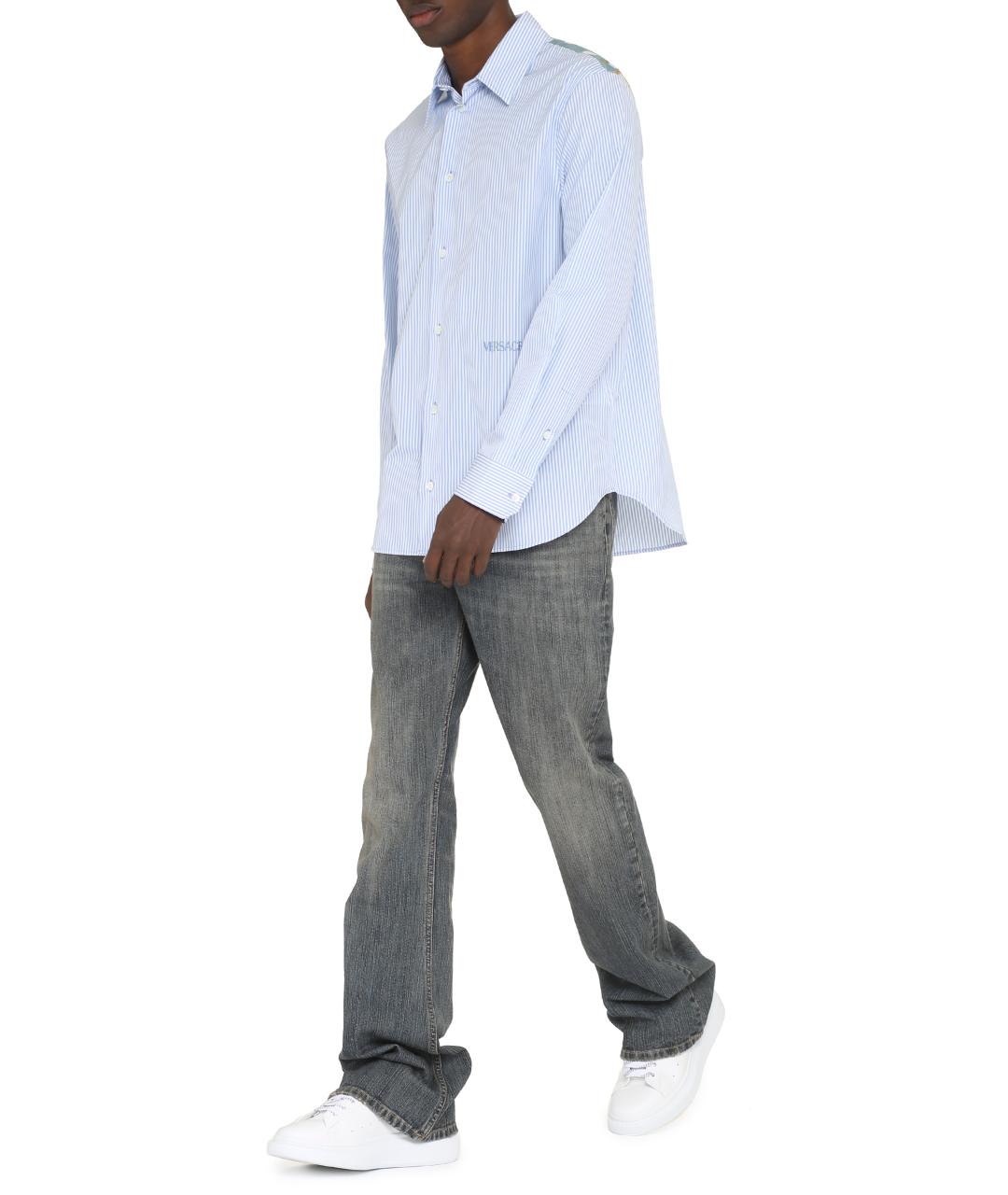 VERSACE Голубая хлопковая кэжуал рубашка, фото 3