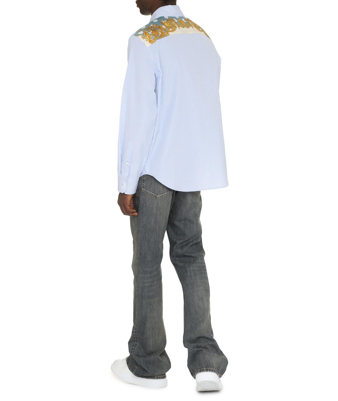 VERSACE Голубая хлопковая кэжуал рубашка, фото 4