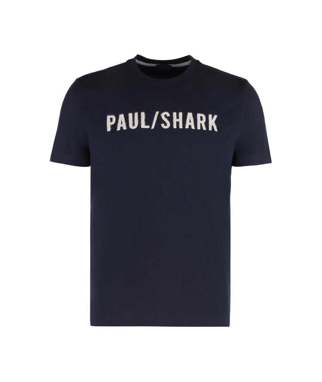 PAUL & SHARK Темно-синяя хлопковая футболка, фото 1
