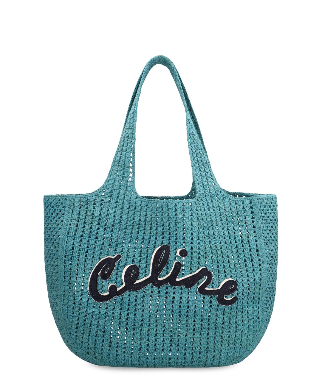 CELINE Голубая пелетеная сумка тоут, фото 1