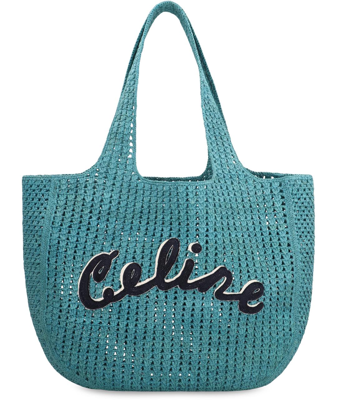 CELINE Голубая пелетеная сумка тоут, фото 2