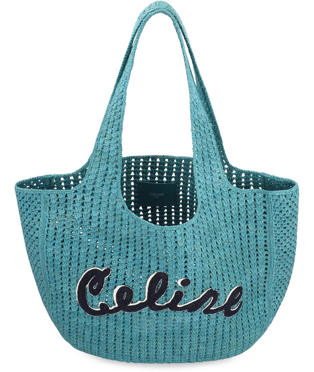 CELINE Голубая пелетеная сумка тоут, фото 5