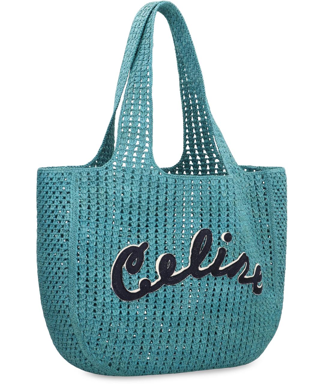 CELINE Голубая пелетеная сумка тоут, фото 3