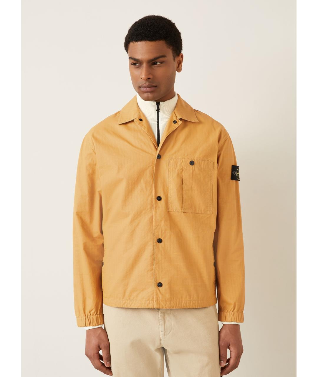 STONE ISLAND Оранжевая хлопковая кэжуал рубашка, фото 3