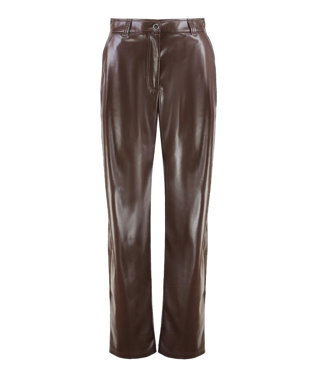 PINKO Коричневые хлопковые прямые брюки, фото 1