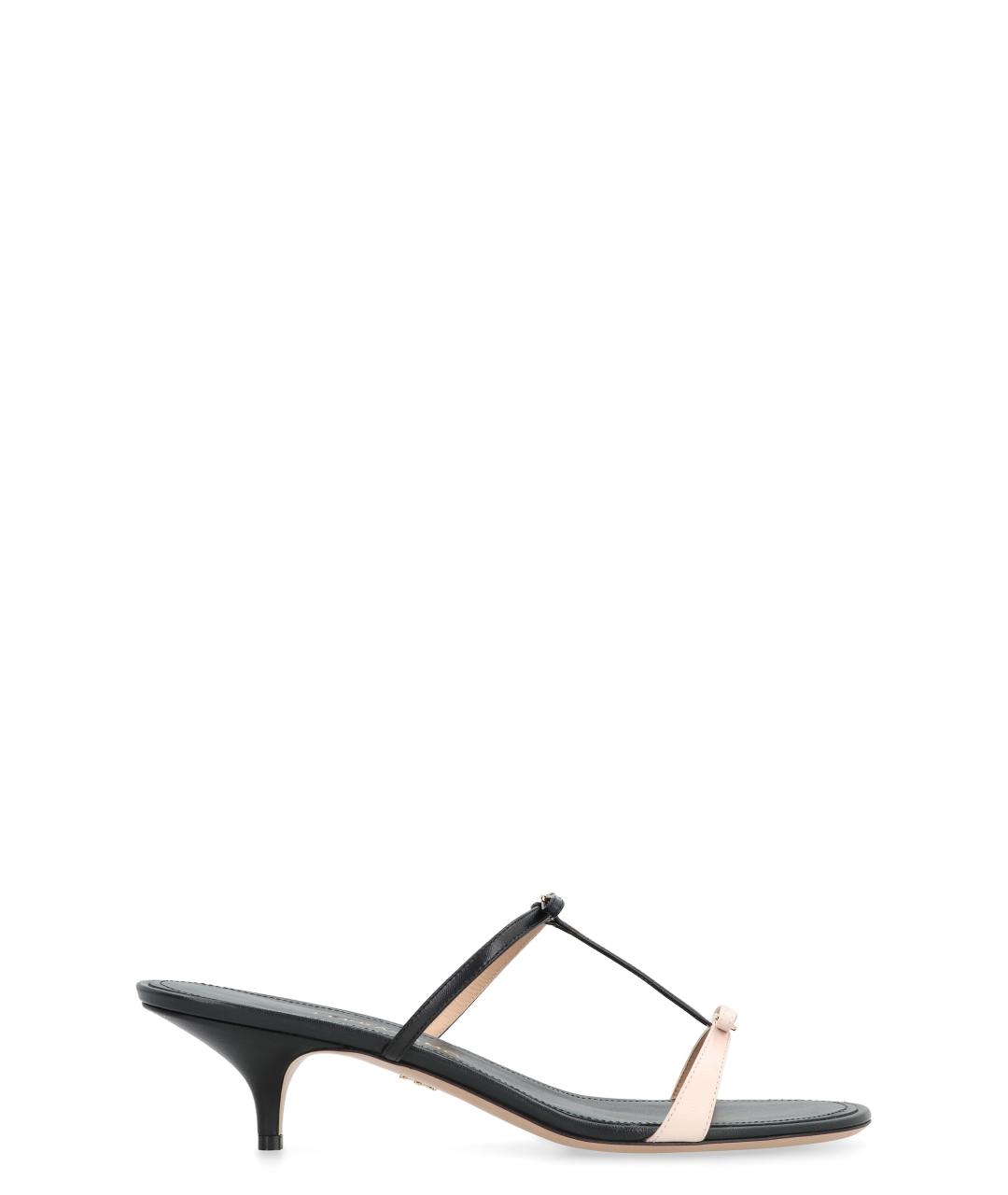 FERRAGAMO Черные кожаные мюли, фото 1